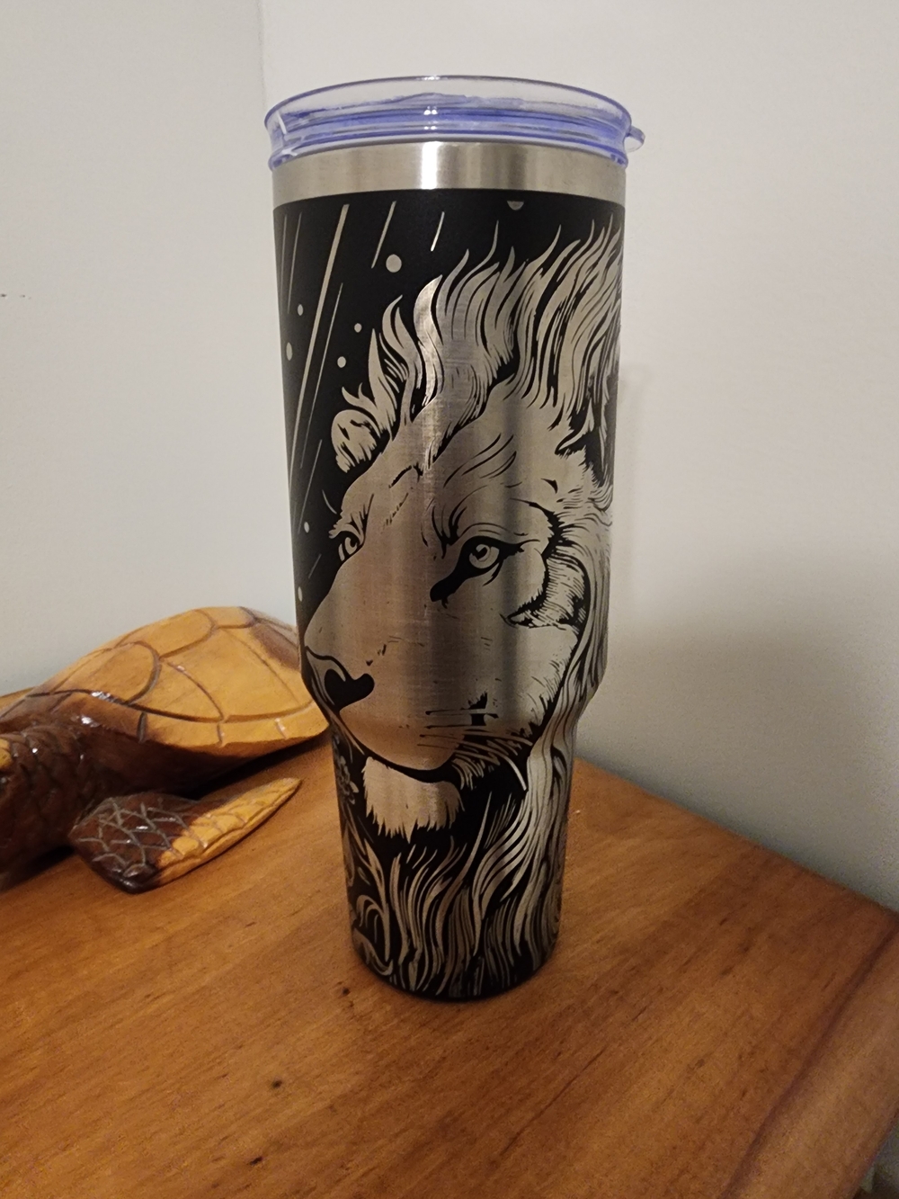 Insulated Black and Silver Lion Tumbler - Home Dining